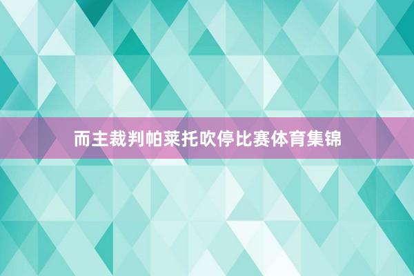 而主裁判帕莱托吹停比赛体育集锦