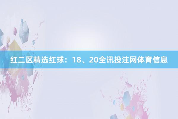 红二区精选红球：18、20全讯投注网体育信息