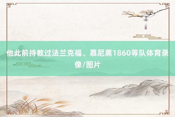 他此前持教过法兰克福、慕尼黑1860等队体育录像/图片