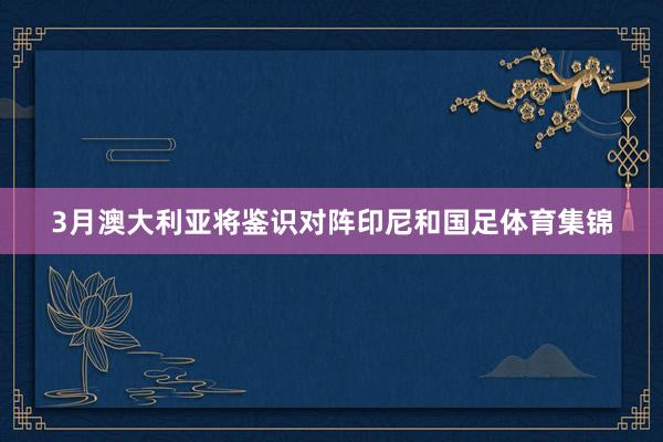 3月澳大利亚将鉴识对阵印尼和国足体育集锦